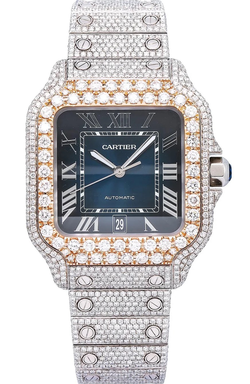 Cartier Santos de Cartier Blue dial Moissanite WSSA0030