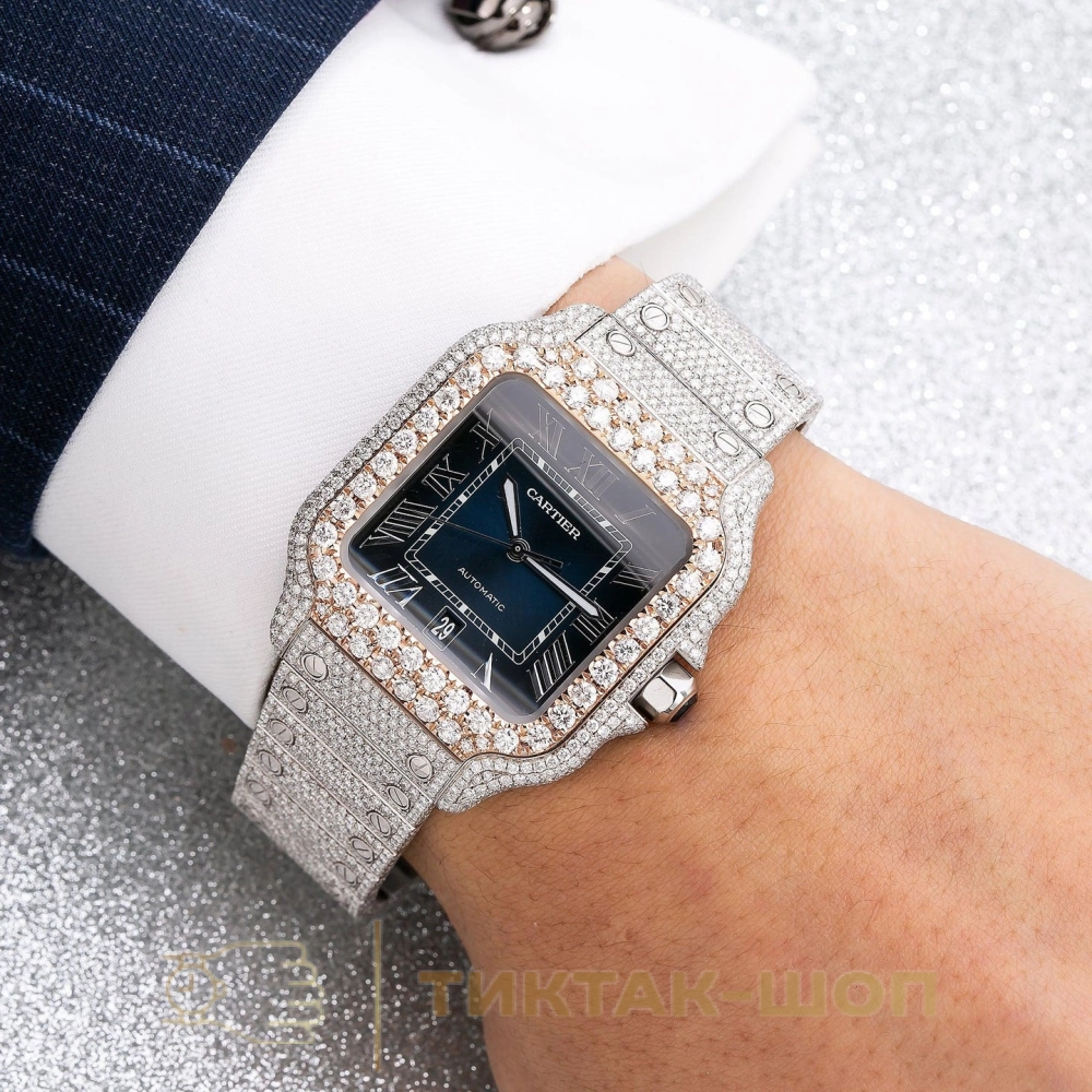 Cartier Santos de Cartier Blue dial Moissanite WSSA0030